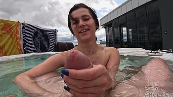 Brunette Josie tucker gets her natural boobs rubbed and stroked