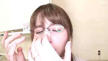 They all line up and take turns giving handjobs and blowjobs, then taking the cum in their mouths and swallowing it.