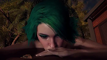 Smoking Hot Girl With Green Hair Gives a Sloppy Blowjob in POV - 3D Porn