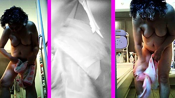 Ugly mother Yoriko, 73 years old, undressing, 3 screen voyeu