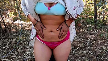 Beautiful Indian Wife Kamini Outdoor Striptease Solo Sex