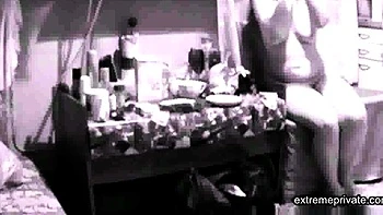 spy cam- naked stepmother puts on make up