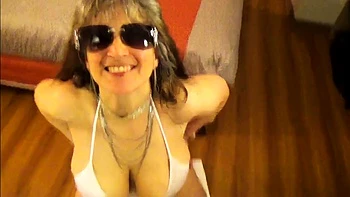 Tinja, a Busty Amateur Mature in a Tiny Bikini