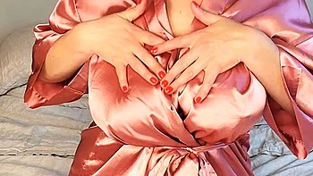 Glamour babe with big boobs masturbates in lingerie