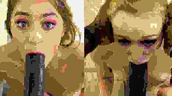 Interracial blowjob for brunette sucking big black cock