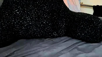 Busty curly brunette with big boobs fucks on couch