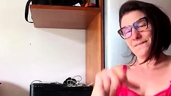 Busty brunette foot fetish and footjob in nylons