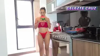 As I cut fruit in the kitchen, my roommate gets in and hits me hard against the stove and counter