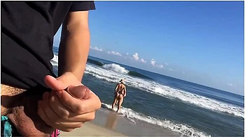 Public Flash Dick On The Beach In Front Of Two Horny Girls Who Crave My Cock