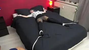 Teen Luna Grey Spread Eagle tied and Ballgagged