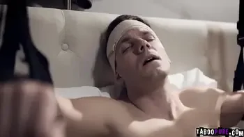 Kit Mercer jerks off her horny stepsons huge young cock until he cums