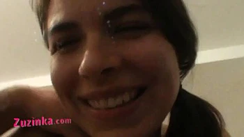 Amateur Zuzinka fucks on the couch: Cowgirl, Handjob  Brunette Porn