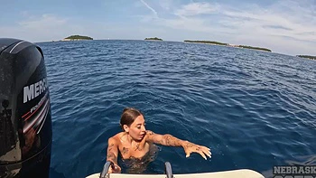 Abbie storm, dora the explorer, makes lesbian love with Vanessa Klein on the boat