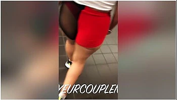 Wife In See Through Shorts And Thong Teasing Train Passengers