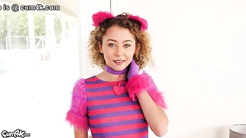 Curly-haired exotic chick Allie Addison jumps on a large white dick