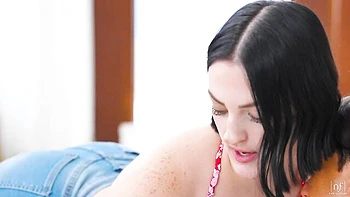 Short-haired brunette Lucy Lotus nicely impaled in the doggy style