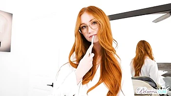 Sexy as hell redhead Scarlet Skies rammed in the cowgirl pose