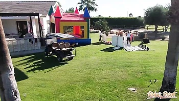 Crazy outdoor group sex session with a slutty girlfriend Jewelz Blu