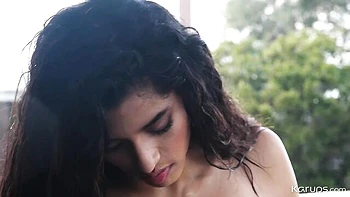 Natural-tit chick with nice ass Gabriela Lopez plays with her wet hole