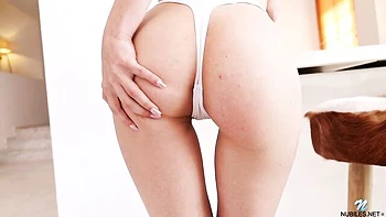 Small-tit young brunette Megumi sensually plays with her hungry crack