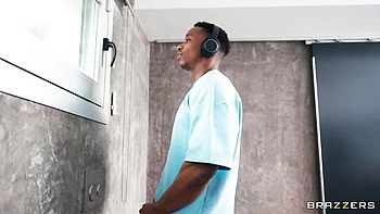 Busty hottie Eve Sweet likes jumping on a large black sausage