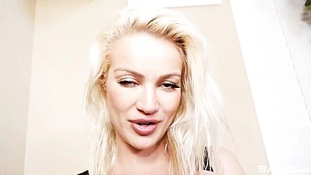 Beautiful blonde in stockings Cherry Kiss rides a nice penis