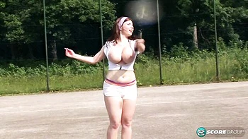 Two ladies Karina Heart and Mandy Pearl have fun with their tits