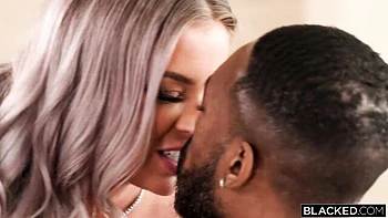 Busty blonde with round ass Hayley Davies rides on a black cock