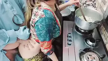 Indian Wife Busy in Cooking While Her Ass Hole Fucked By Her Cuckold Husband With Clear Hindi Audio