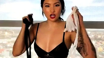 Small titted asian beauty giving blowjob