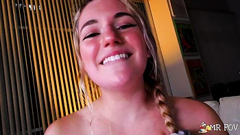 Dainty Abby Adams's blowjob scene