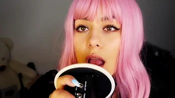 Pink hair babe ear licking: Amateur, Solo  Tease Porn