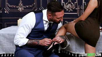 Good and hard doggy style fuck with a busty brunette Amber Summer