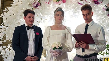 Two brides get fucked by guys in a steamy group scene