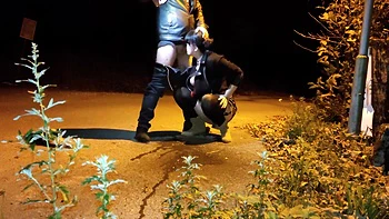 Horny Milf Gives Passionate Rimjob On A Public