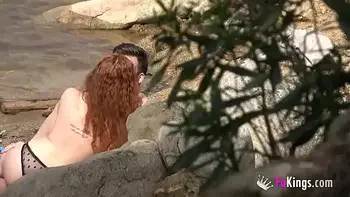 COCK HUNT! Redhead babe hunts for guys to fuck in the forest