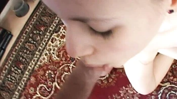 An awesome brown-haired hottie Tanya Pearl swallows with love