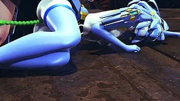 Robot Girl Takes Anal Beads in Her Ass