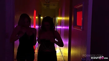 Ginger Big saggy Tits Teen and her blonde BGF seduce to FFM Threesome by old Guy