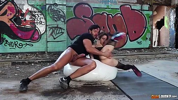 Petite Blonde Babe Fucked Hard In Public And Facialed