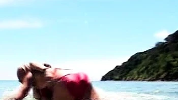 Outdoor anal solo and masturbating blonde