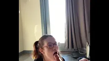 Hottie with Glasses gets blasted in the face