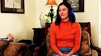 Pink labia close up of naive brunette