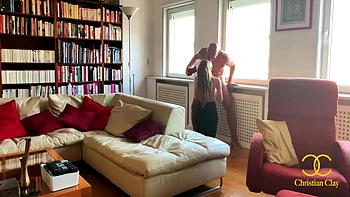 Christian Clay And Tiffany Tatum - Cum In My Mouth!! Neighbor Bear Me Over The Window And Fucked Me Hard Until I Lost Control