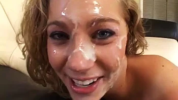 Sexy Busty Blond Services Many Cocks Face Covered in Cum: Blowjob, Big Tits  Hardcore Porn