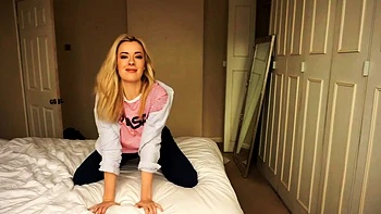 Teen babe in sexy lingerie masturbates with her dildo