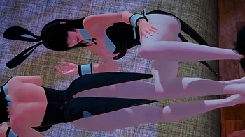 Hentai Bunnies Give Footjob in Threesome