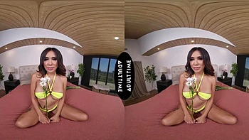 Jena Larose rides a big cock in reverse cowgirl and doggy style positions