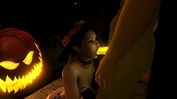 Sexy Witch Fucks the Pumpkin King on Halloween