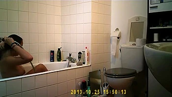 Cute teen gets caught on a toilet and in bath